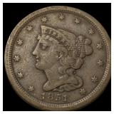 1851 Braided Hair Half Cent NEARLY  UNCIRCULATED