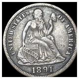1891-S Silver Seated Liberty Dime CLOSELY UNCIRCUL
