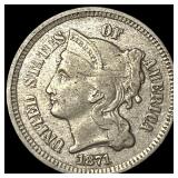 1871 Nickel Three-Cent Piece NEARLY UNCIRCULATED
