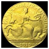 1915 Gold $2.50 Panama-Pacific Quarter Eagle LIGHT