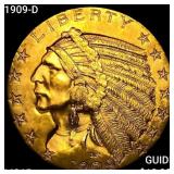 1909-D $5 Gold Half Eagle GEM BU