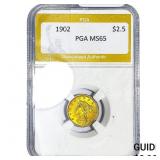 1902 $2.50 Gold Quarter Eagle PGA MS65