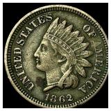 1862 Copper-Nickel Indian Head Cent NEARLY UNCIRCU