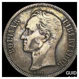 1921 Venezuela SIlver 5 Bolivar