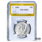 1945 Walking Liberty Half Dollar PGA MS65