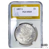 1897-S Morgan Silver Dollar PGA MS64