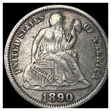 1890 Seated Liberty Dime NEARLY UNCIRCULATED