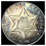 1862 Silver Three-Cent Piece CLOSELY UNCIRCULATED