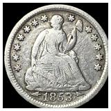 1853 Arrows Seated Liberty Half Dime NICELY CIRCUL