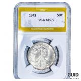 1945 Walking Liberty Half Dollar PGA MS65