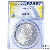 1881-O Morgan Silver Dollar ANACS MS62