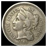 1865 Nickel Three-Cent Piece NEARLY UNCIRCULATED