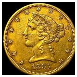 1881 Liberty Head Half Eagle $5 Gold CLOSELY UNCIR