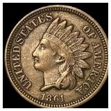 1861 Copper-Nickel Indian Head Cent NEARLY UNCIRCU