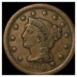 1855 Braided Hair Large Cent ABOUT UNCIRCULATED