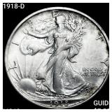 1918-D Walking Liberty Half Dollar CHOICE BU+