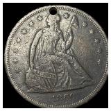 1860-O Silver Seated Liberty Dollar NICELY CIRCULA