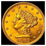 1905 Liberty Head Gold Quarter Eagle $2.50 UNCIRCU
