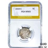 1919-S Buffalo Nickel PGA MS65