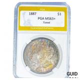 1887 Morgan Silver Dollar PGA MS63+ Toned