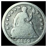 1853 Arrows Seated Liberty Half Dime NICELY CIRCUL