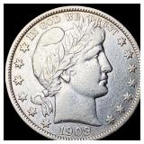 1909-S Silver Barber Half Dollar CHOICE AU