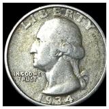 1934 Double Motto Washington Quarter NEARLY  UNCI