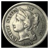 1881 Nickel Three-Cent Piece CLOSELY UNCIRCULATED