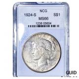 1924-S Silver Peace Dollar NCG MS66