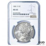 1881-S Morgan Silver Dollar NGC MS65