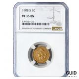 1908 Indian Head Cent NGC VF35 BN