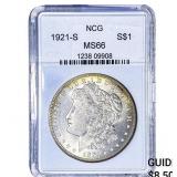 1921-S Morgan Silver Dollar NCG MS66