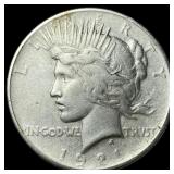 1921 Silver Peace Dollar NEARLY UNCIRCULATED