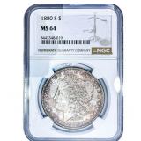 1880-S Morgan Silver Dollar NGC MS64