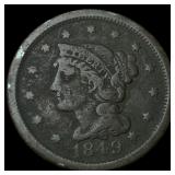 1849 Braided Hair Large Cent NICELY CIRCULATED