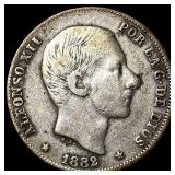 1882 Philippines Silver 20 Centimos