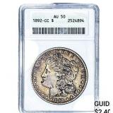 1892-CC Morgan Silver Dollar ANACS AU50