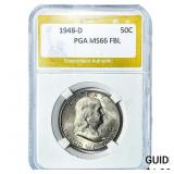 1948-D Franklin Half Dollar PGA MS66 FBL