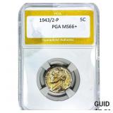 1943/2-P Jefferson Nickel PGA MS66+
