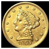 1905 Liberty Head Gold Quarter Eagle $2.50 CLOSELY