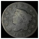 1821 Coronet Head Large Cent NICELY  CIRCULATED