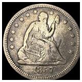 1857 Silver Seated Liberty Quarter ABOUT  UNCIRCU