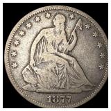 1877 Seated Liberty Half Dollar LIGHTLY  CIRCULAT