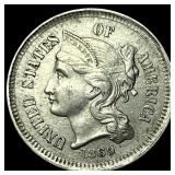 1869 Nickel Three-Cent Piece CLOSELY UNCIRCULATED