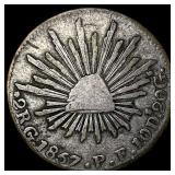 1857 Mexico Silver 2 Reales .1963oz ASW