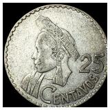 1963 Guatemala Silver 25 Centavos