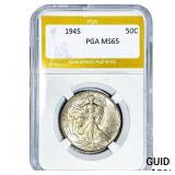 1945 Walking Liberty Half Dollar PGA MS65