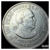 1955 Dominican Republic Silver Peso .7726oz ASW