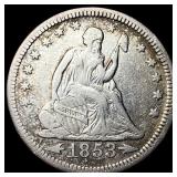 1853 Arrows Seated Liberty Quarter NEARLY UNCIRCUL