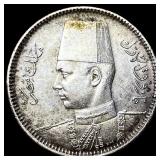 1937-1939 Egypt Silver 2 Piastres